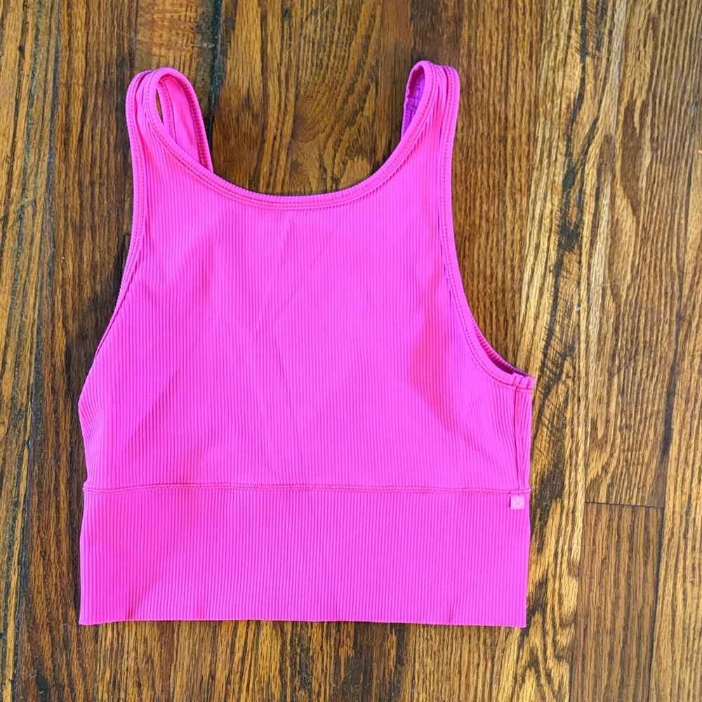🎉lululemon athletica Hot Pink Ribbed Crop Tank/Bra
